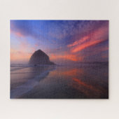 Sunset Reflection of Haystack Rock in Cannon Beach Legpuzzel (Horizontaal)