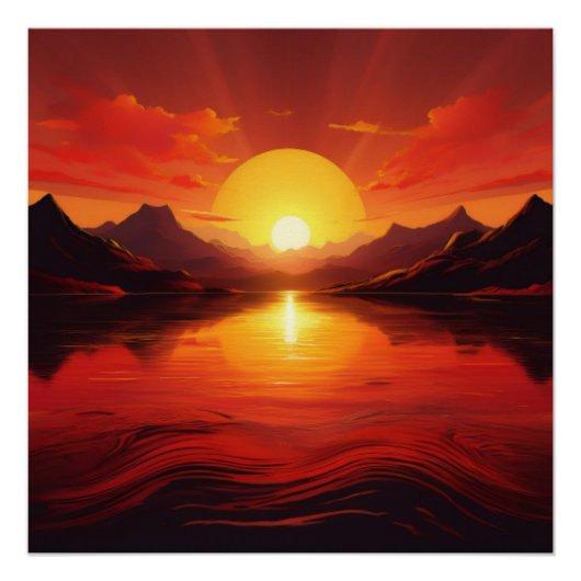 Sunset Reflection – Tranquil Natuur Art Perfect Poster (Voorkant)