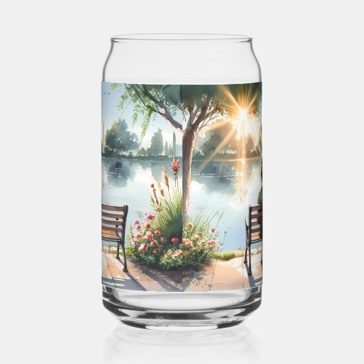 Sunset Reflections Lake Scene Blikvorm Glas (Links)