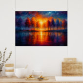 Sunset Reflections Over Autumn Lake Poster (Keuken)
