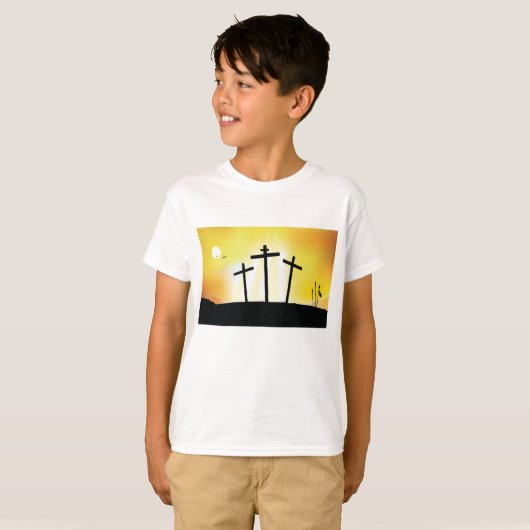 Sunset Religious Crosses Jongens T-shirt (Voorkant volledig)