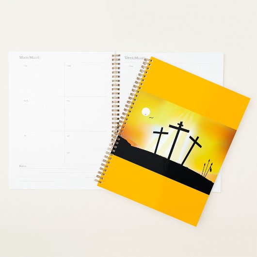Sunset Religious Crosses Spiral Planner