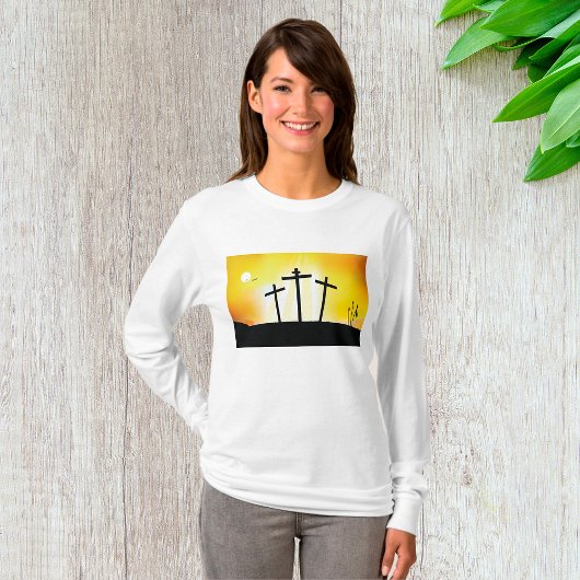 Sunset Religious Crosses Vrouwen Lange-Sleeve T-shirt
