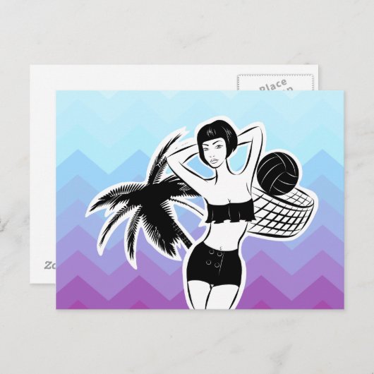 Sunset Resort Chevron Print Briefkaart (Voorkant / Achterkant)