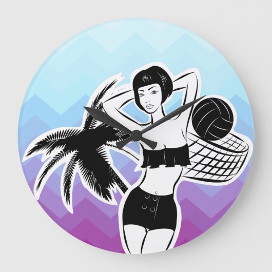 Sunset Resort Chevron Print Grote Klok (Voorkant)