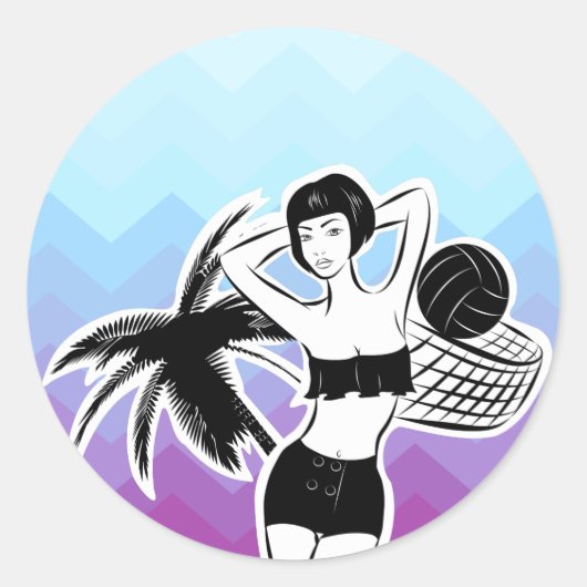 Sunset Resort Chevron Print Ronde Sticker (Voorkant)