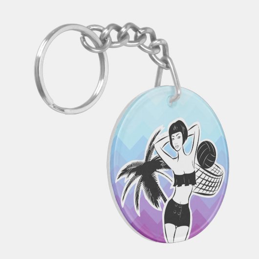 Sunset Resort Chevron Print Sleutelhanger (Voorkant Links)