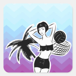 Sunset Resort Chevron Print Vierkante Sticker