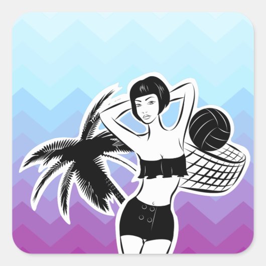 Sunset Resort Chevron Print Vierkante Sticker (Voorkant)