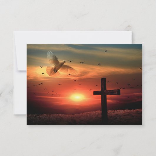 Sunset Resurrection Dove and Cross Bedankkaart (Voorkant)