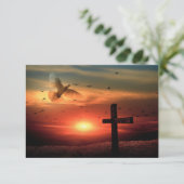 Sunset Resurrection Dove and Cross Bedankkaart (Staand voorkant)