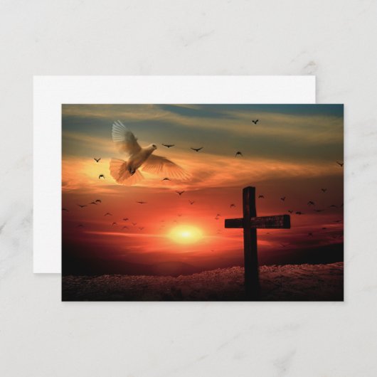 Sunset Resurrection Dove and Cross Bedankkaart (Voorkant / Achterkant)
