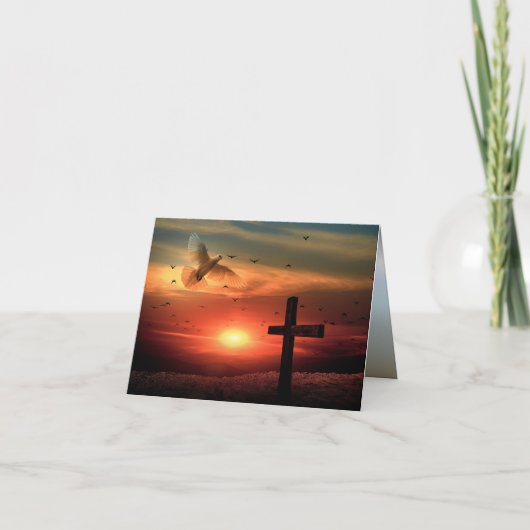 Sunset Resurrection Dove and Cross Kaart (Voorkant)