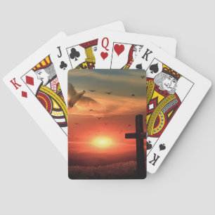 Sunset Resurrection Dove and Cross Pokerkaarten