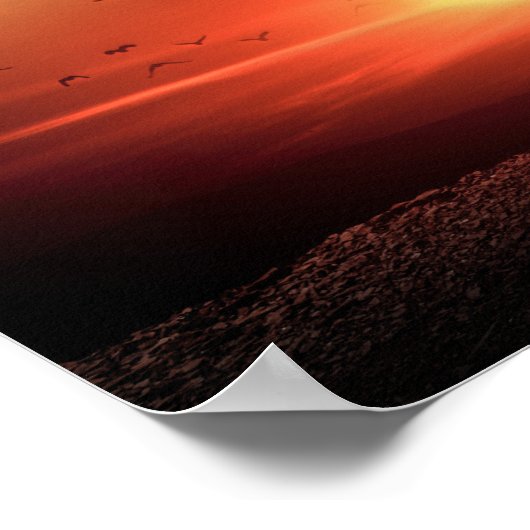 Sunset Resurrection Dove and Cross Poster (Hoek)