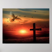 Sunset Resurrection Dove and Cross Poster (Voorkant)