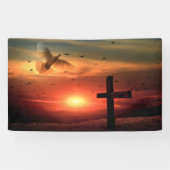 Sunset Resurrection Dove and Cross Spandoek (Horizontaal)