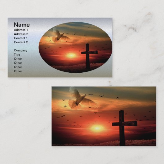 Sunset Resurrection Dove and Cross Visitekaartje (Voorkant / Achterkant)