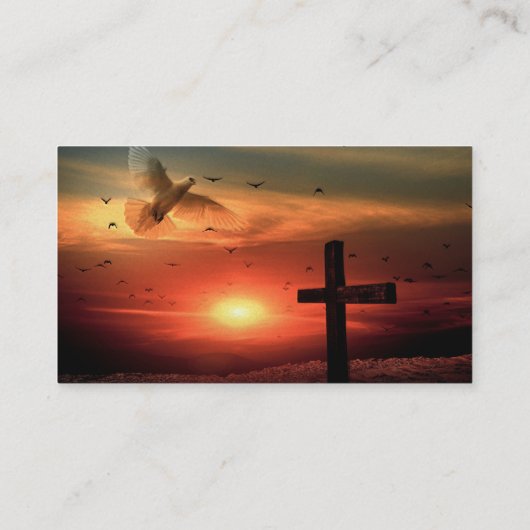 Sunset Resurrection Dove and Cross Visitekaartje (Achterkant)