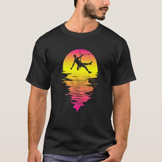Sunset Retro 80s Pink Rock Climbing Bouldering Cli T-shirt (Voorkant)