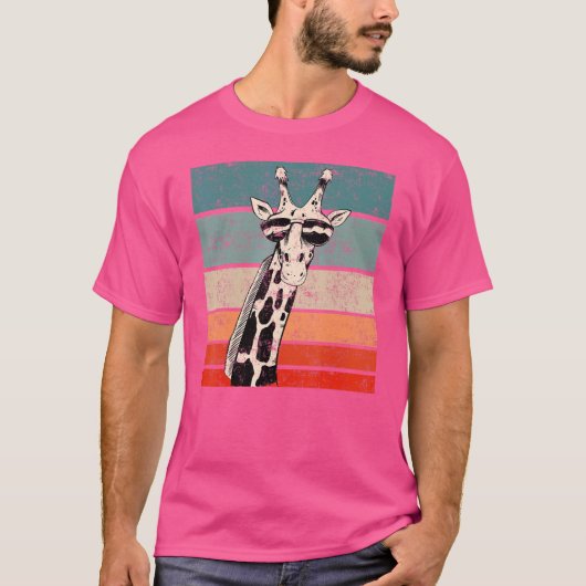 Sunset Retro Giraffe Party Dier Wildlife T-shirt (Voorkant)