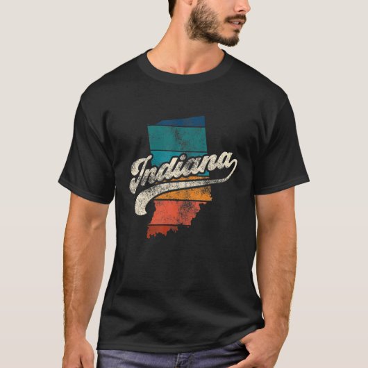 Sunset  Retro Indiana Home State in 70S 80S T-shirt (Voorkant)