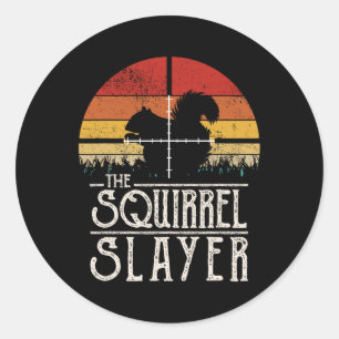 Sunset Retro Style Squirrel Hunting Squirr Ronde Sticker