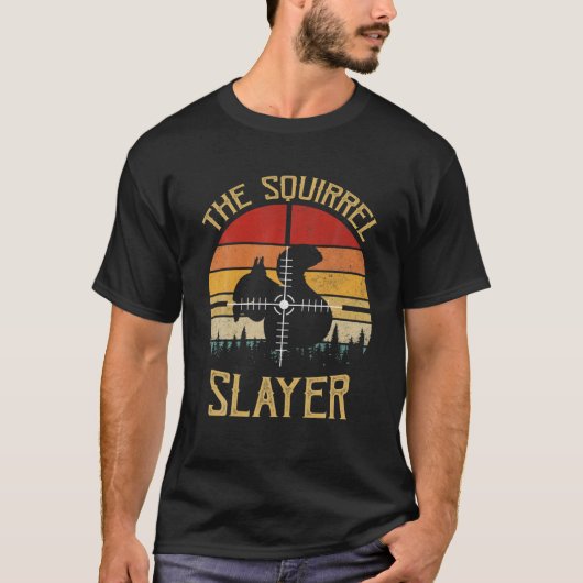 Sunset Retro Style Squirrel Hunting Squirr T-shirt (Voorkant)