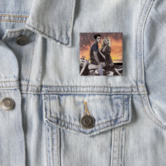 Sunset Ride 2 Vierkante Button 5,1 Cm (In situ)