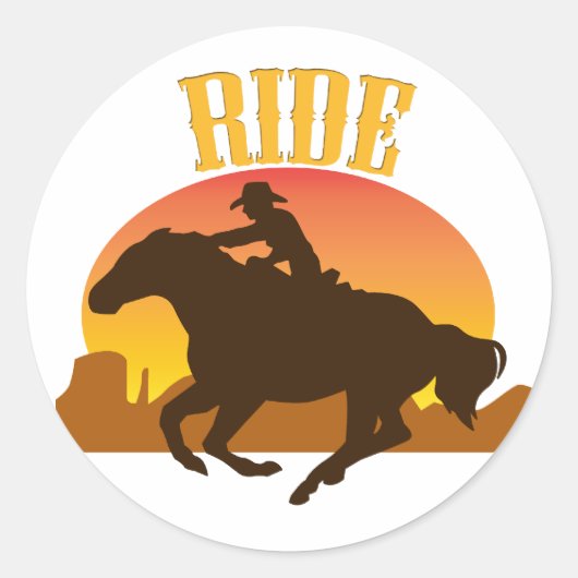 Sunset Ride Ronde Sticker (Voorkant)