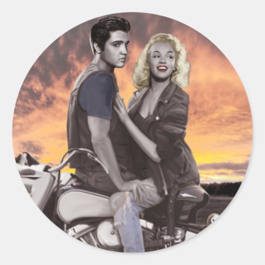 Sunset Ride Ronde Sticker (Voorkant)