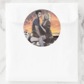 Sunset Ride Ronde Sticker (Tas)