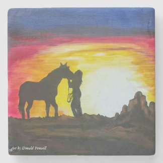 Sunset-ride Stenen Onderzetter