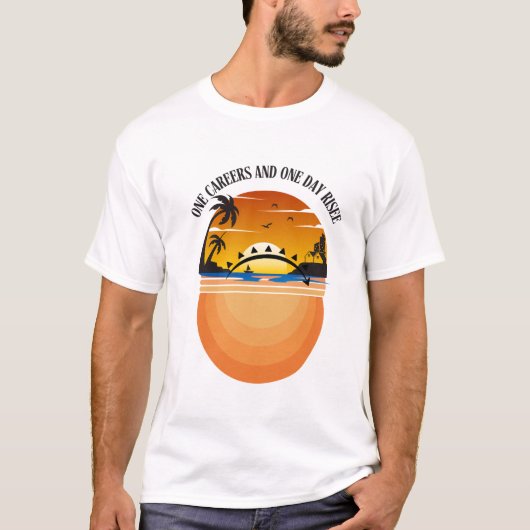 Sunset Rise Over Townscape in Retro Dream-stijl T-shirt (Voorkant)