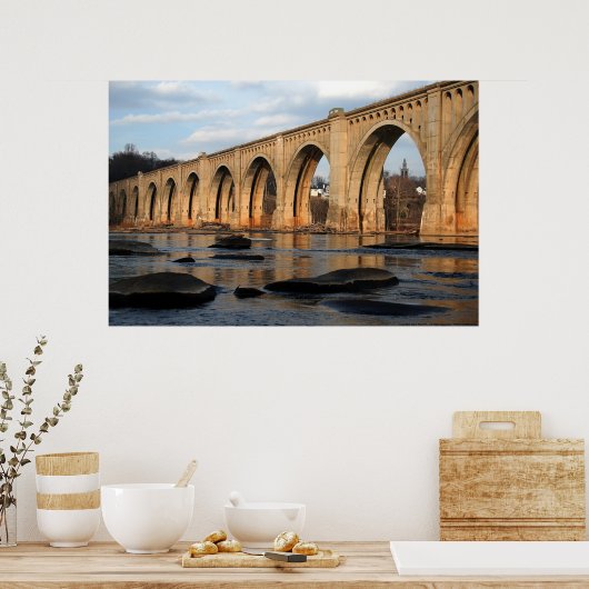 Sunset River Crossing Poster (Keuken)