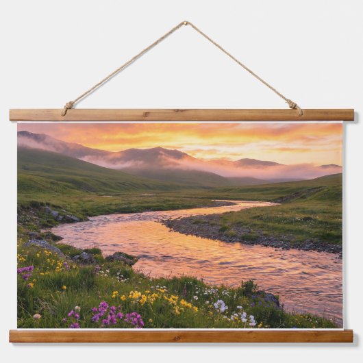 Sunset River Panorama – Nature Poster & Tapestry Hangend Wandkleed (Voorkant)