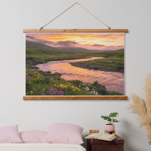 Sunset River Panorama – Nature Poster & Tapestry Hangend Wandkleed (Slaapkamer)