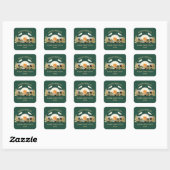 Sunset Road Trip Gepersonaliseerde Groene Familie  Vierkante Sticker (Vel)