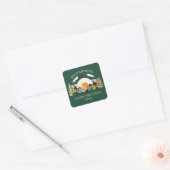 Sunset Road Trip Gepersonaliseerde Groene Familie  Vierkante Sticker (Envelop)