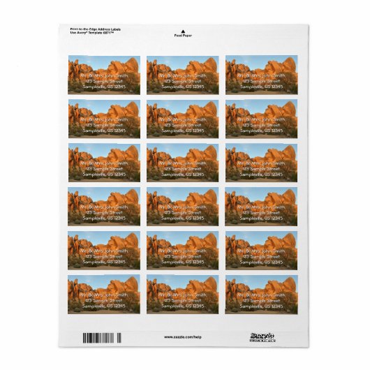 Sunset Rocks bij Joshua Tree Etiket (Full Sheet)