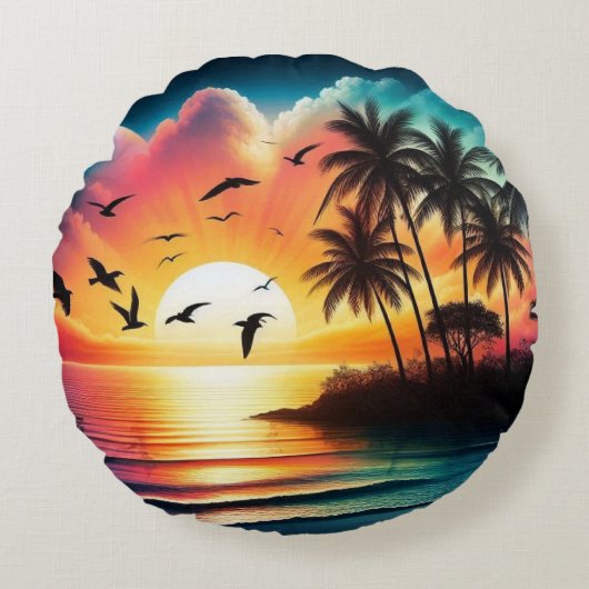 Sunset Rond Kussen (Voorkant)