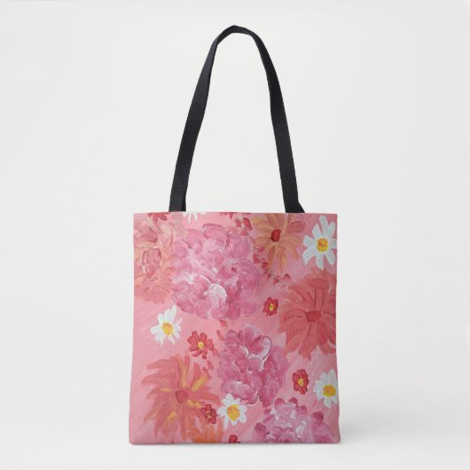 Sunset Roos Bloemen Canvas tas (Voorkant)