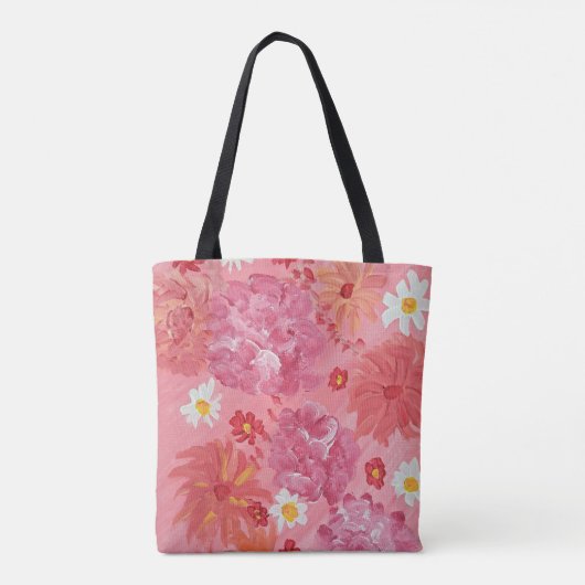 Sunset Roos Bloemen Canvas tas (Achterkant)