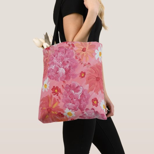 Sunset Roos Bloemen Canvas tas (Dichtbij)