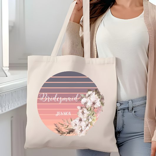 Sunset Roos Gold Floral Bridesmaid Tote Bag