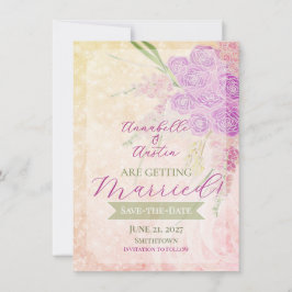 Sunset Rose blush zijden strik Boeket  Kaart