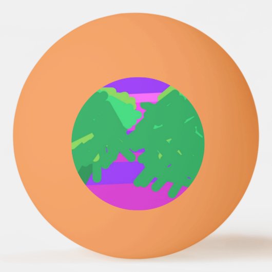 Sunset Roze Paarse Groene Boom Pingpongbal (Voorkant)