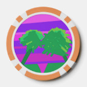 Sunset Roze Paarse Groene Boom Poker Chips (Achterkant)