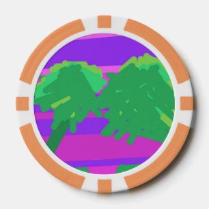 Sunset Roze Paarse Groene Boom Poker Chips