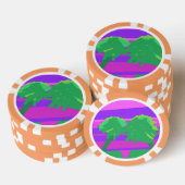 Sunset Roze Paarse Groene Boom Poker Chips (Opstapeling)